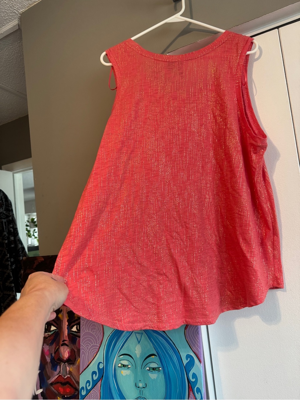 Cynthia Rowley Salmon Pink & Gold Shimmer Cotton Tunic Tank NWOT 2X
